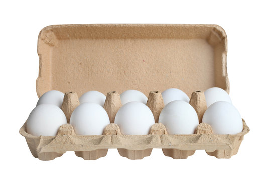 White eggs in a box for eggs