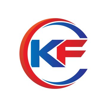 kf logo vector modern initial swoosh circle blue and red