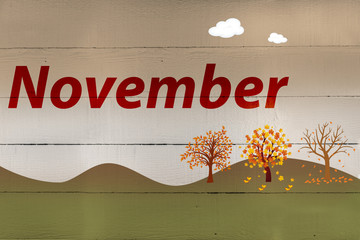 Hand Painted Wood Panel Month Of November Theme