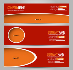 Banner template. Abstract background for design,  business, education, advertisement.  Red and orange color. Vector illustration.