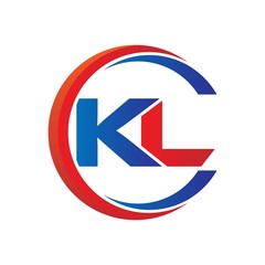 kl logo vector modern initial swoosh circle blue and red