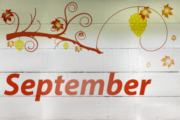 Hand Painted Wood Panel Month Of September Theme