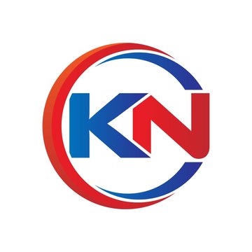 kn logo vector modern initial swoosh circle blue and red