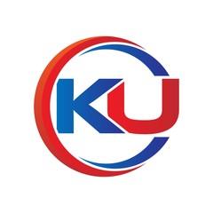 ku logo vector modern initial swoosh circle blue and red