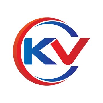 kv logo vector modern initial swoosh circle blue and red