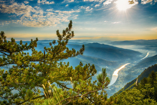 Tara mountain and Drina river canyon landscape