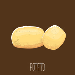vector funny cartoon cute brown potatoes set isolated on brown background.