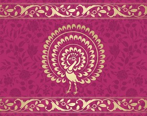 peacock, feathers ,wedding card design, royal India