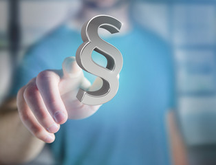 Justice and law symbol displayed on a futuristic interface - 3d rendering