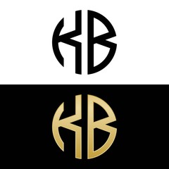 kb initial logo circle shape vector black and gold