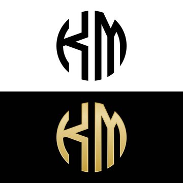 km initial logo circle shape vector black and gold