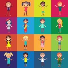 Kids of Various Ethnic Groups Isolated Vector