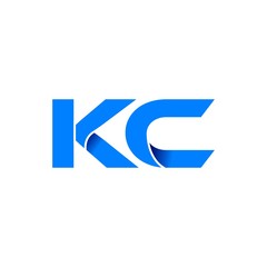 kc logo initial logo vector modern blue fold style