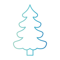 christmas tree pine with trunk on gradient color silhouette from blue to purple
