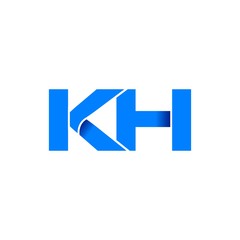 kh logo initial logo vector modern blue fold style