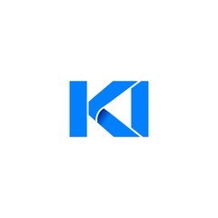 ki logo initial logo vector modern blue fold style