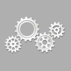 Set of gears on a gray background. Vector illustration.