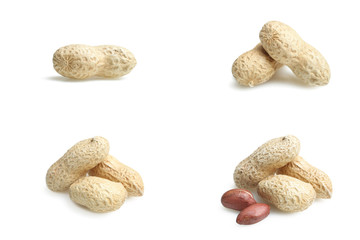 Peanuts in shell. Collage.