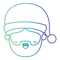 santa claus man kawaii eyes closed and open mouth expression on gradient color silhouette from blue to purple