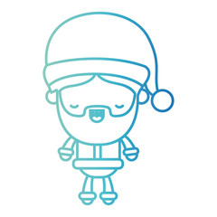 santa claus cartoon full body eyes closed happiness expression on gradient color silhouette from blue to purple