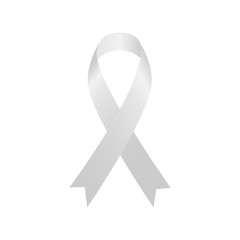 White blank ribbon breast cancer awareness symbol isolated. Vector illustration