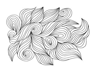 Abstract hand drawn illustration, decotative waves background