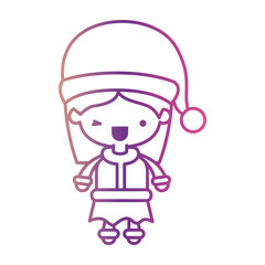 Obraz na płótnie Canvas santa claus woman cartoon full body face with wink eye and happiness expression on gradient color silhouette from yellow to fuchsia