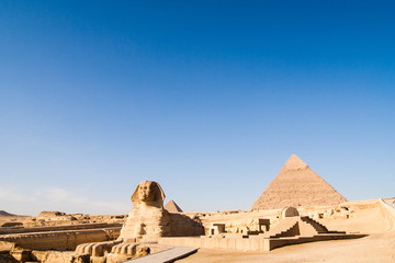 The Great Sphinx and the Khafre Pyramid in Giza
