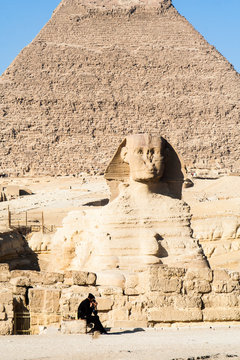 Cairo, Egypt -December 23, 2006:  Guards at the Sphinx at Giza