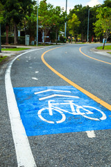 Bicycle lane and running lane in park for exercise and healthy.