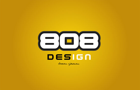 808 number numeral digit white on yellow background