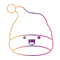kawaii christmas hat santa claus smiling expression on gradient color silhouette from yellow to fuchsia