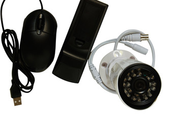 surveillance camera on a white background.