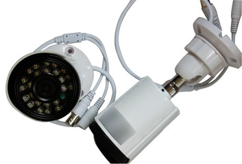 surveillance camera on a white background.