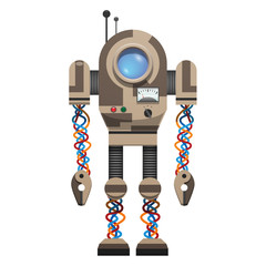 Mechanical Robot with Round Screen and Antennas