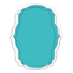 heraldic silhouette decorative frame in blue watercolor