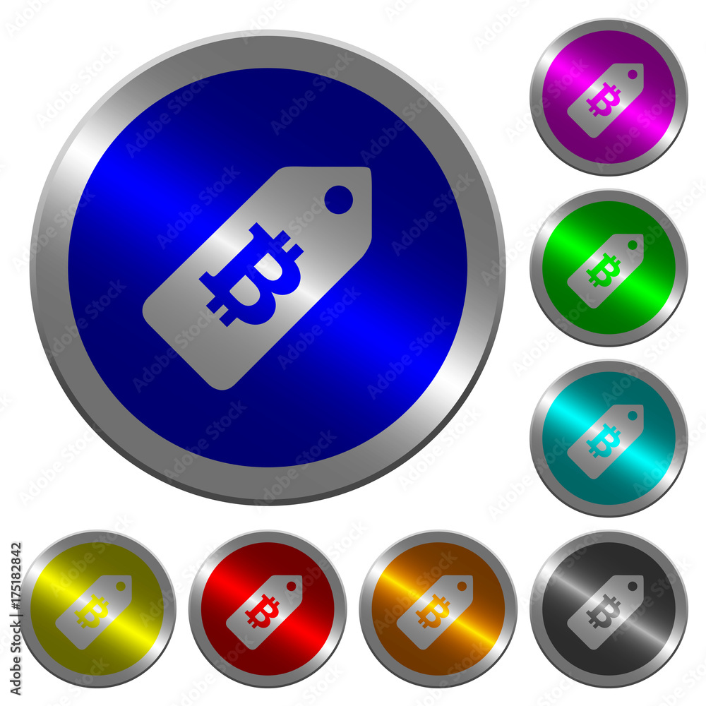 Poster bitcoin price label luminous coin-like round color buttons