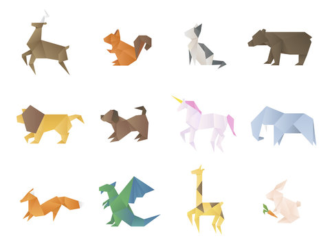 Animal origami cartoon vector