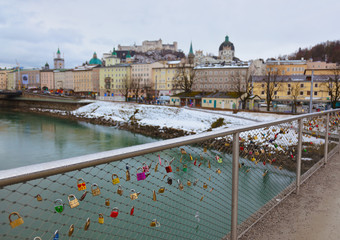 Love locks in Salzburg Austria