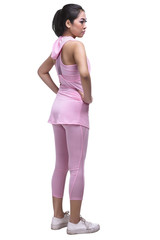 Fototapeta premium Young asian woman in sportswear with white sneakers