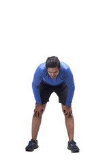 Portrait of tired asian man after running