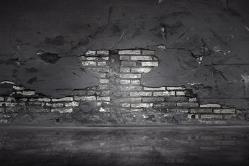 Old black brick wall