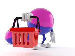 Paintball character holding shopping basket
