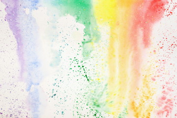 Abstract colorful watercolor hand drawn image, for splash background, colorful shades on white. Rainbow colored spot, hand drawn image. Artwork for creative banner, design