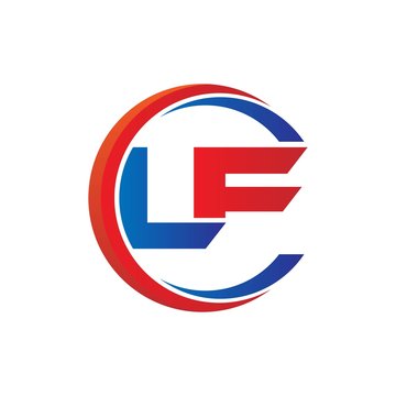 lf logo vector modern initial swoosh circle blue and red
