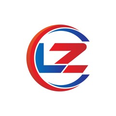 lz logo vector modern initial swoosh circle blue and red