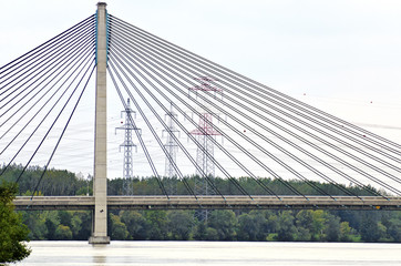 cable-stayed bridge across the river Danube