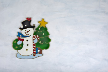 Christmas background with decorations  holly and present boxes, ribbon on white