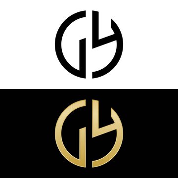 ly initial logo circle shape vector black and gold
