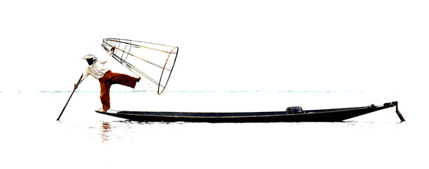 Rybak na jeziorze Inle, Birma, Myanmar © Miroslaw